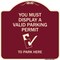 Signmission You Must Display Valid Parking Permit to Park Here Heavy-Gauge Alum Sign, 18" x 18", BU-1818-22694 A-DES-BU-1818-22694 - alternate 1